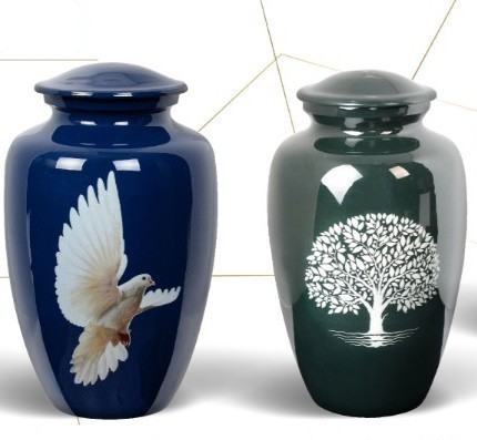 Urne Inhumation aluminium colombe et arbre de vie Urne Inhumation aluminium colombe et arbre de vie